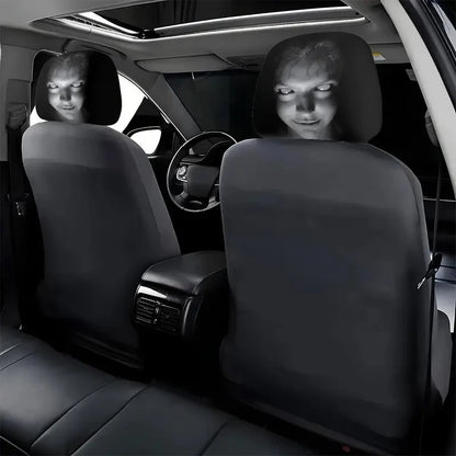 Halloween Horror Face Car Headrest Covers, Set of 2 Universal Elastic Printed Seat Headrest Sleeves for Dust Protection