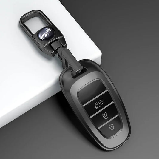 Key Fob Cover for Hyundai 3 and 4-Button Keys, Gray TPU Case for Tucson (NX4), Santa Fe and i30, with Keychain or Buckle Options