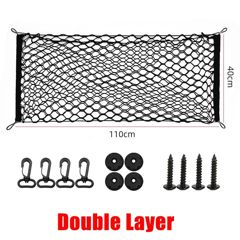 Black Cargo Net for Toyota RAV4 2019-2023 (XA50), Polypropylene Trunk Net with Elastic Cord and 4 Adjustable Hooks, 3 Sizes