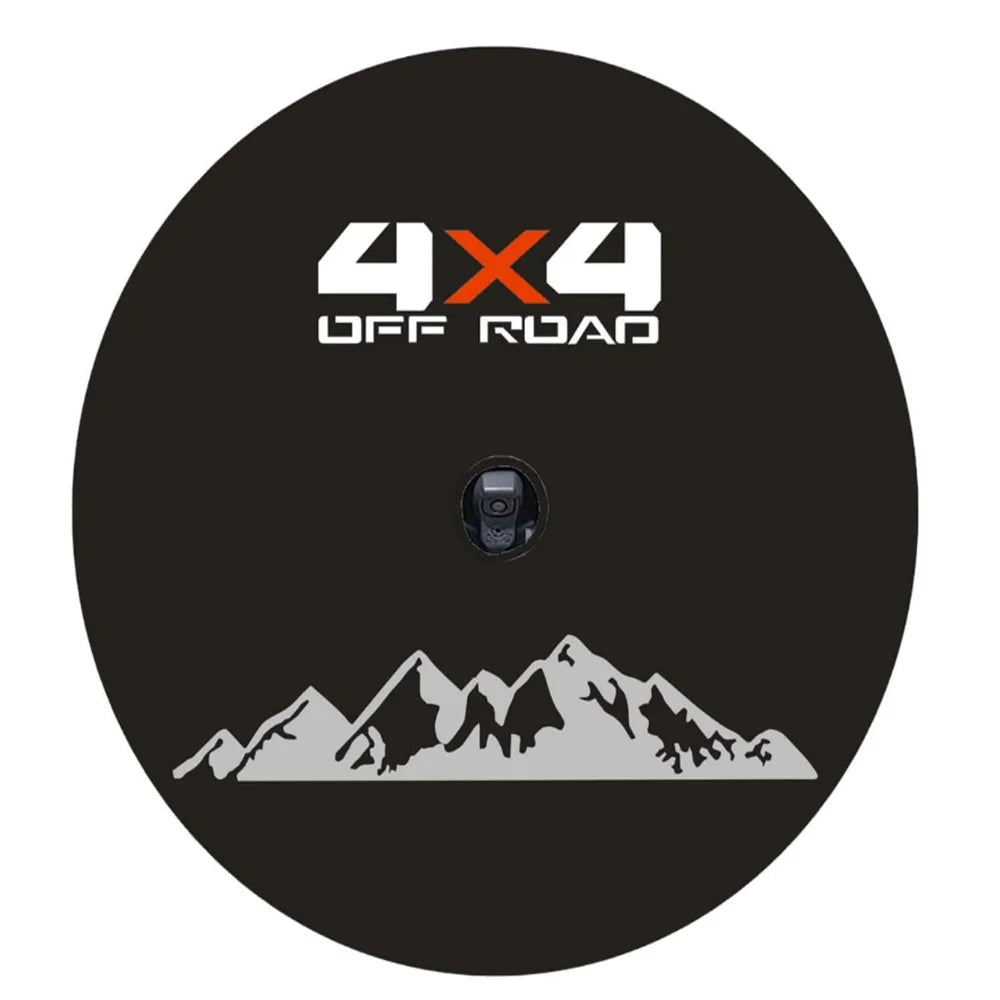 Spare Tire Cover for Jeep Wrangler with Backup Camera Hole, Sunset 4x4 Off-Road PU Leather, 15 to 18 in, Plain Black or 16 Prints