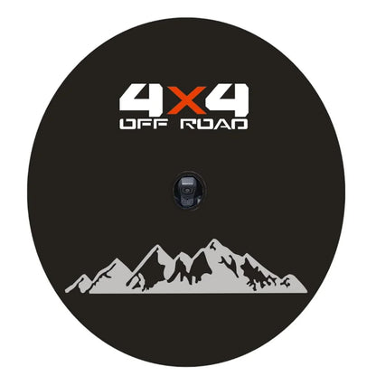 Spare Tire Cover for Jeep Wrangler with Backup Camera Hole, Sunset 4x4 Off-Road PU Leather, 15 to 18 in, Plain Black or 16 Prints