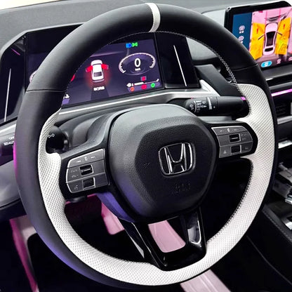 Steering Wheel Cover for Honda Civic 2022-2023 (11th Gen), Hand-Stitched Non-Slip Leather, 11 Styles Including Red Braid Stitch