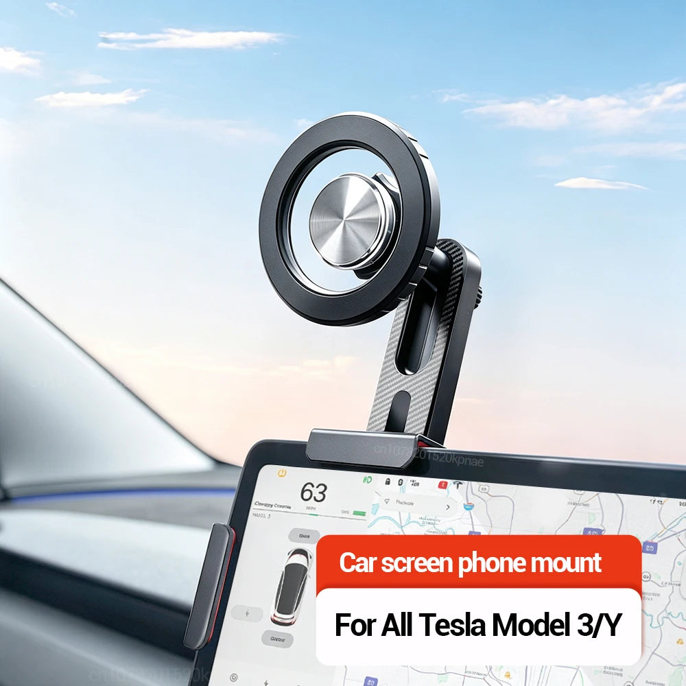Dashboard Phone Mount for Tesla Model 3 Highland 2024-2025 and Model Y Juniper 2025, Base with Magnetic Holder, Black or Clear Black