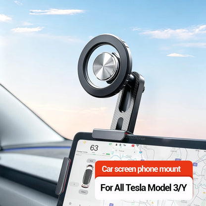 Dashboard Phone Mount for Tesla Model 3 Highland 2024-2025 and Model Y Juniper 2025, Base with Magnetic Holder, Black or Clear Black