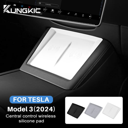 Silicone Charging Pad Mat for Tesla Model 3 Highland 2024-2026 and Model Y Juniper 2025-2026, 9.1 x 7.1 in Non-Slip Mat, 3 Colors