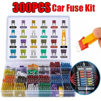 300-piece car fuse kit in a storage box