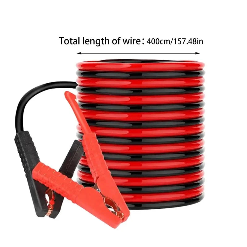 Car Jumper Cables with Alligator Clamps, Copper Booster Cables, 3 m (9.8 ft) or 4 m (13.1 ft), for Cars, Motorcycles, Mowers and Boats