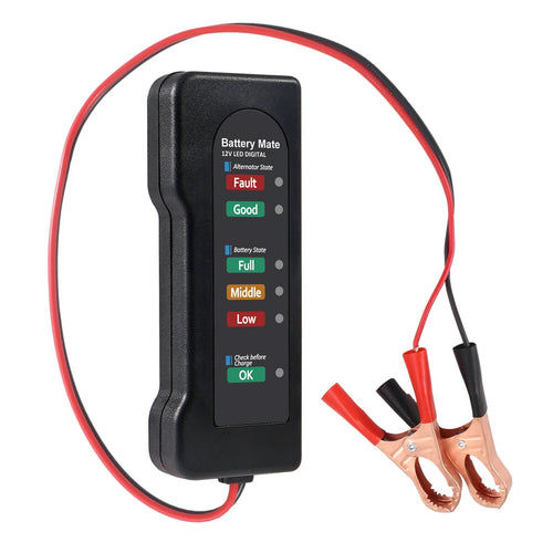 12V Car Battery and Alternator Tester, 6 LED Battery Checker for Charge Level and Charging System