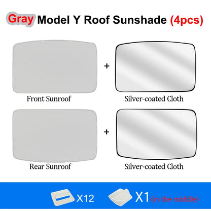 Privacy Sun Shades for Tesla Model Y 2021-2024 and Juniper 2025, Windshield, Rear and Side Window Shades, Single Pieces to 8-Piece Set