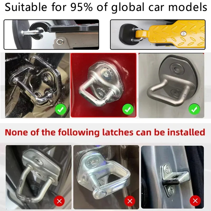 Car Door Latch Step Board for Roof Access, Foldable Aluminum Alloy Foot Pedal Hooks onto U-Shaped Door Latch, 3 Styles