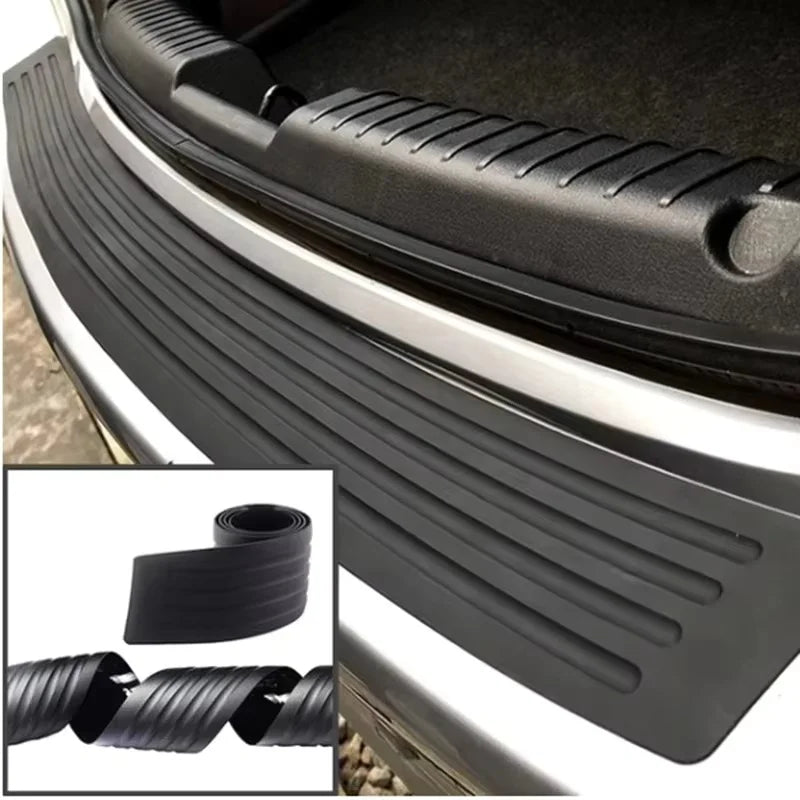 Universal Rear Bumper Guard Strip, Black PVC Rubber Trunk Sill Protector with Double-Sided Adhesive, 35 or 41 Inch Long
