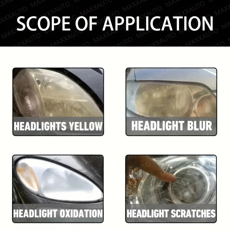 Headlight Restoration Polish, Restores Yellow, Hazy and Oxidized Headlights, Removes Light Scratches, 3.7, 7.4 or 10.9 oz