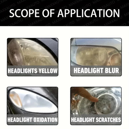 Headlight Restoration Polish, Restores Yellow, Hazy and Oxidized Headlights, Removes Light Scratches, 3.7, 7.4 or 10.9 oz