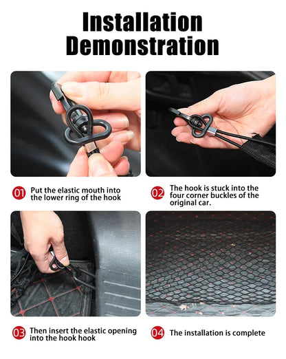 Black Cargo Net for Toyota RAV4 2019-2023 (XA50), Polypropylene Trunk Net with Elastic Cord and 4 Adjustable Hooks, 3 Sizes