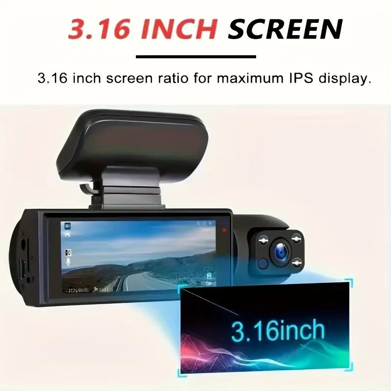 3.16 inch IPS screen on the dash cam