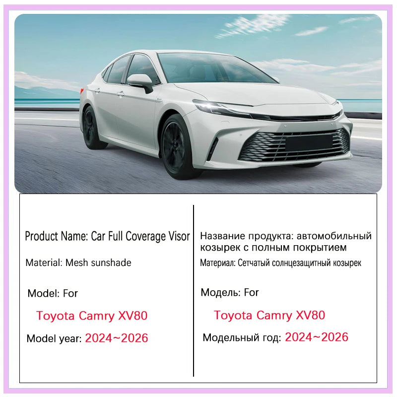 Magnetic Mesh Sun Shades for Toyota Camry 2025-2026 (XV80), Black Side and Rear Window Set, Foil Windshield Shade as a Separate Option