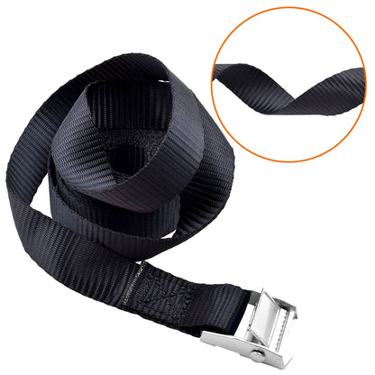Black lashing strap with metal cam buckle