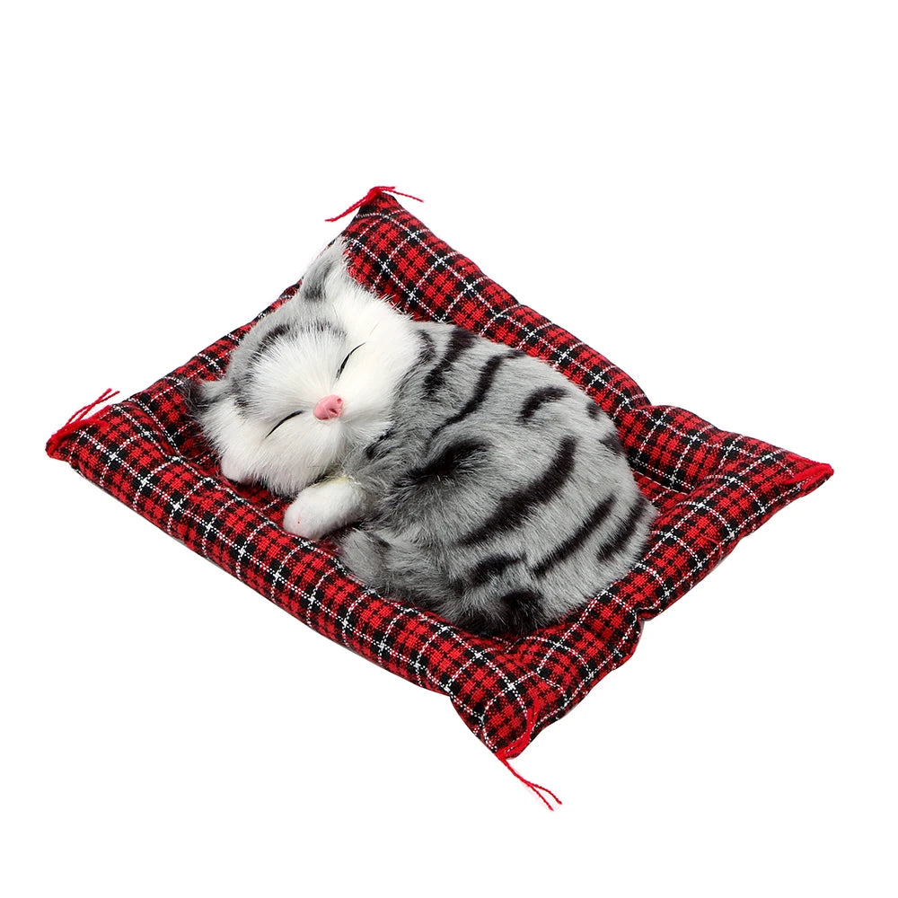 Plush Sleeping Kitten Dashboard Ornament, Lifelike Cat Doll for the Car, Desk or Shelf, 4 Colors