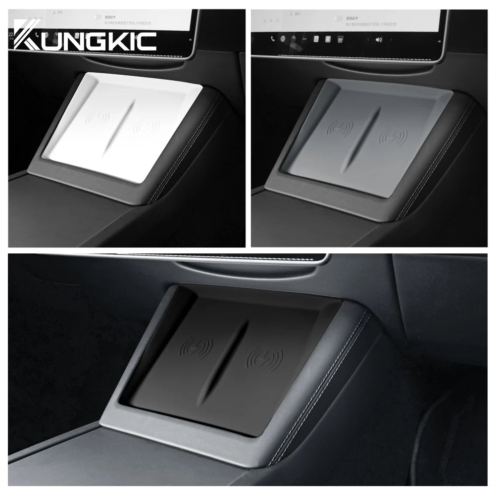 Silicone Charging Pad Mat for Tesla Model 3 Highland 2024-2026 and Model Y Juniper 2025-2026, 9.1 x 7.1 in Non-Slip Mat, 3 Colors