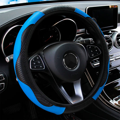 Blue and black steering wheel cover