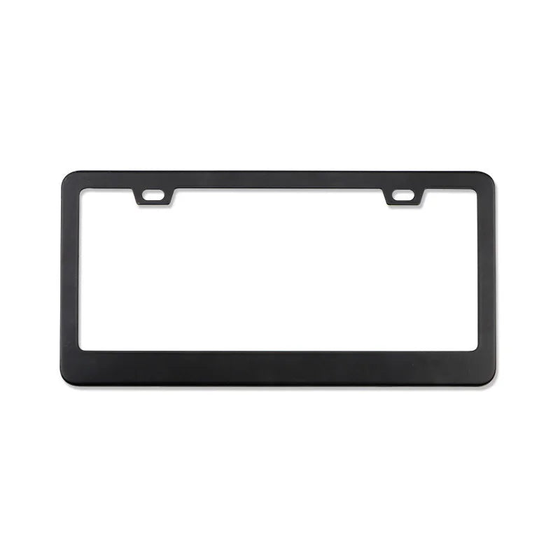 Black metal license plate frame