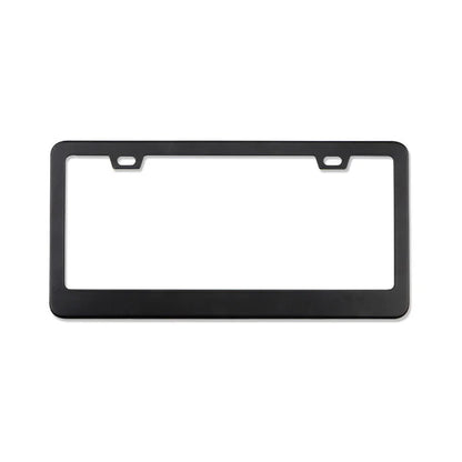 Black metal license plate frame