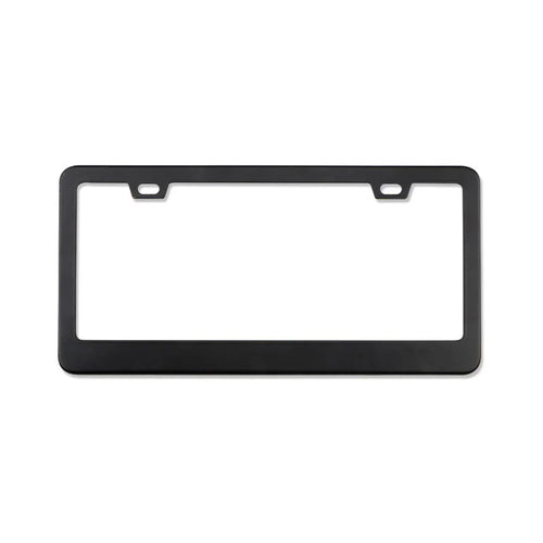 Black metal license plate frame