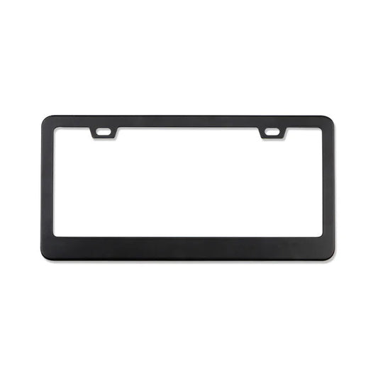 Black metal license plate frame