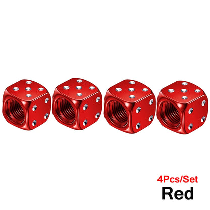 Dice Tire Valve Stem Caps, Dustproof Valve Covers for Cars, Trucks, Motorcycles and Bikes, 4 or 8 Pack, 11 Colors