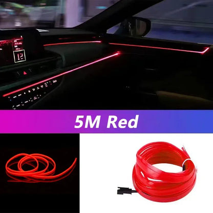 5 m (16.5 ft) EL Wire Car Interior Ambient Light, Flexible Neon Trim Strip with USB or 12V Socket Driver, 10 Colors