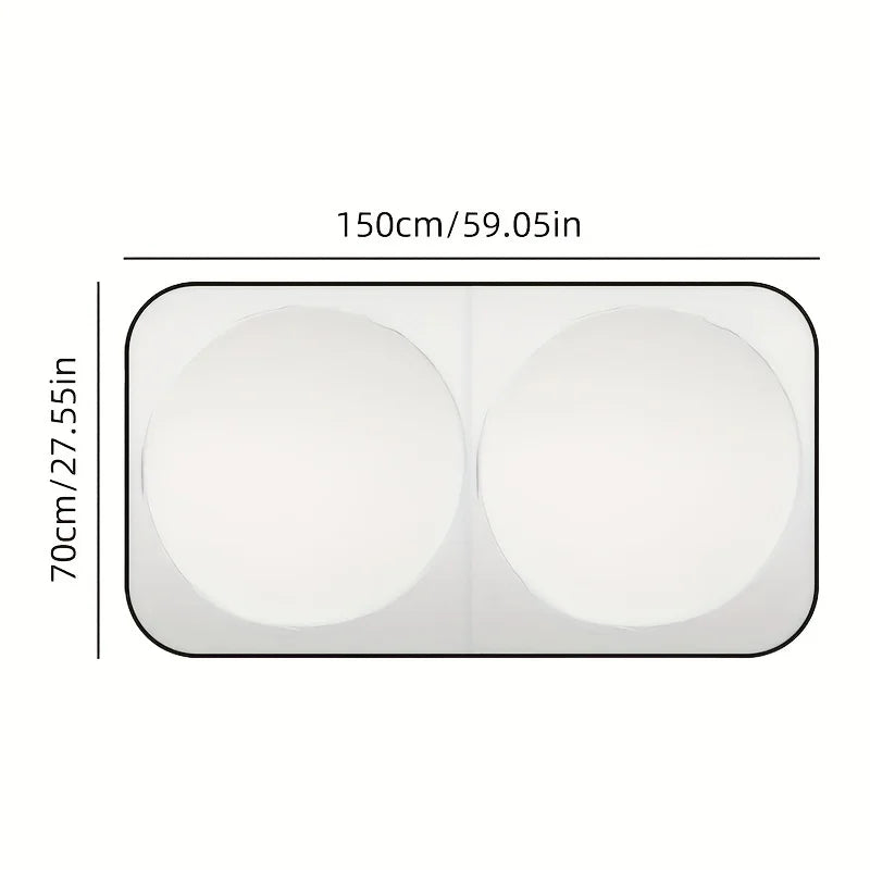 Twist-fold windshield sun shade size: 59 x 27.6 in (150 x 70 cm)