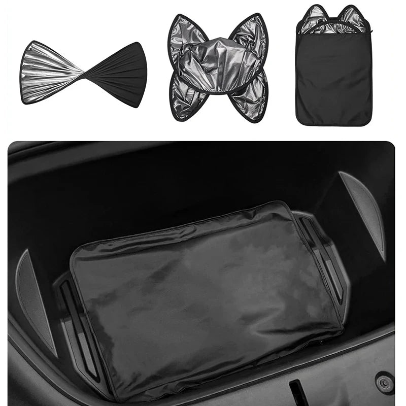Glass Roof Sunshade for Tesla Model Y Juniper and Model 3 Highland, 2-Piece Ice-Cooling Shade with Clips and Storage Bag, Black or Gray