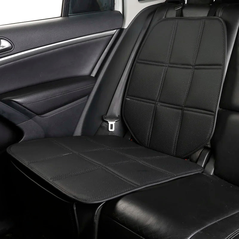 Child Car Seat Protector Mat, Faux Leather Back Seat Pad with ISOFIX Interface, Universal Fit, Black or Beige