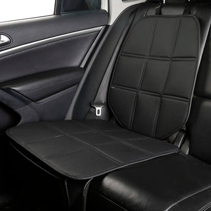 Child Car Seat Protector Mat, Faux Leather Back Seat Pad with ISOFIX Interface, Universal Fit, Black or Beige