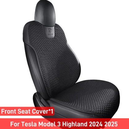 Ice Silk Seat Cushions for Tesla Model Y Juniper 2025-2026 and Model 3 Highland 2024-2025, Breathable Seat Pads, Black or White