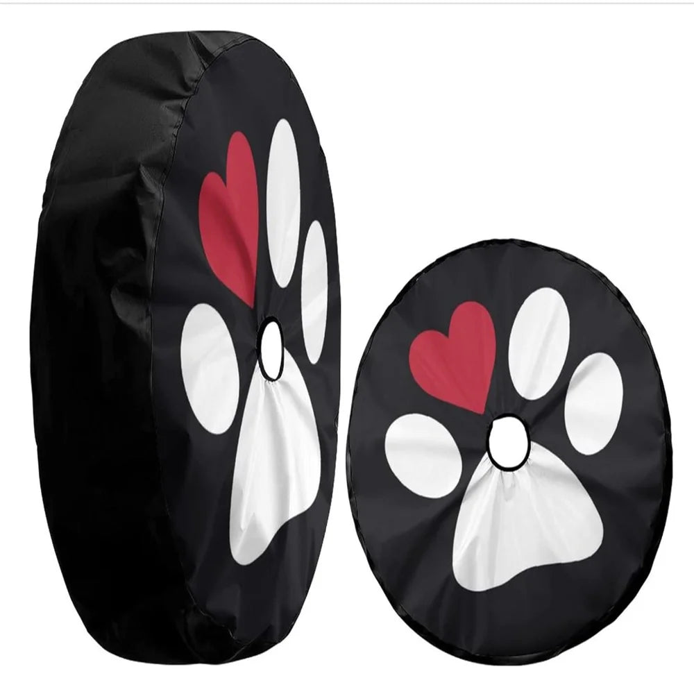 Spare Tire Cover for Jeep Wrangler with Backup Camera Hole, 4x4 Off-Road Paw PU Leather, 15 to 18 in, Plain Black or 19 Prints