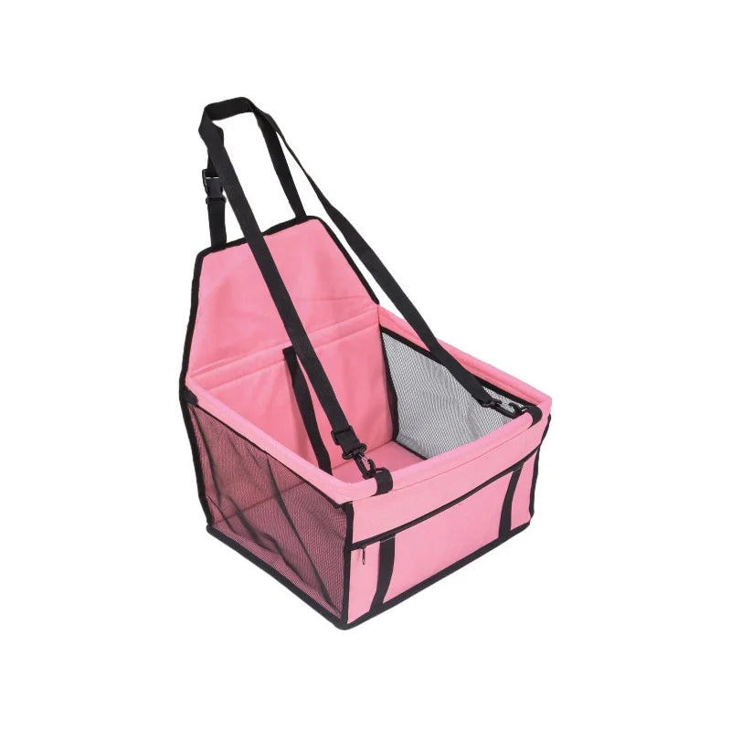 Foldable Pet Car Seat Basket and Travel Bag for Dogs and Cats, Stable Structure, Polyester, 9 Color Options
