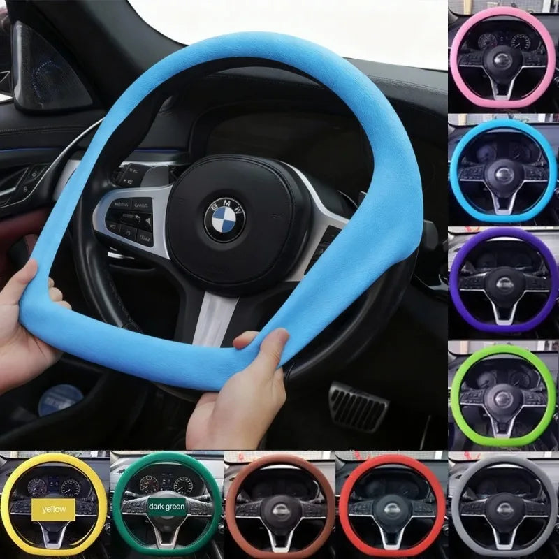 Light blue silicone steering wheel cover with color options