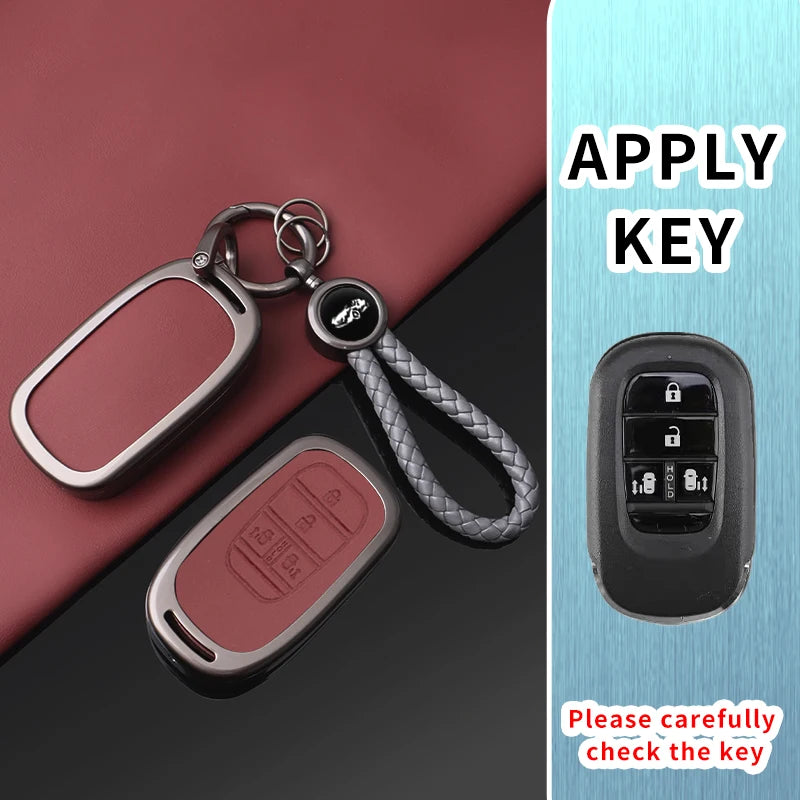 Key Fob Cover for Honda Smart Keys, Red Leather Case for Civic, Stepwagon, Vezel and Odyssey, 2 or 3-Piece Set