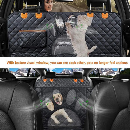 Waterproof Dog Hammock for Back Seat with Mesh Window and Zippered Side Flaps, Seat and Door Protector for Cars and SUVs