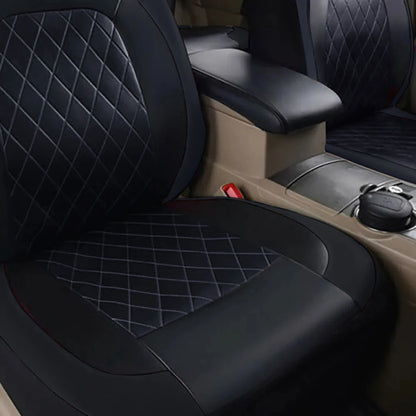 Quilted PU Leather Car Seat Covers, Front Pair or Full 5 Seat Set, Universal Fit for Cars, SUVs and Pickup Trucks, 4 Colors