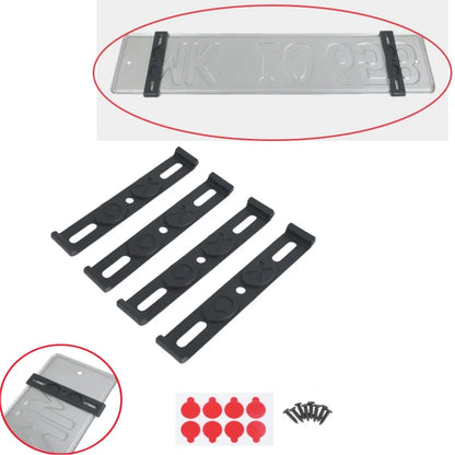 Frameless license plate mount set with adhesive pads and screws