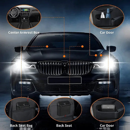 Mini Car Trash Can with Lid and Garbage Bags, Leak-Proof Small Bin for Door Pockets, Consoles and Desks, 4 Colors