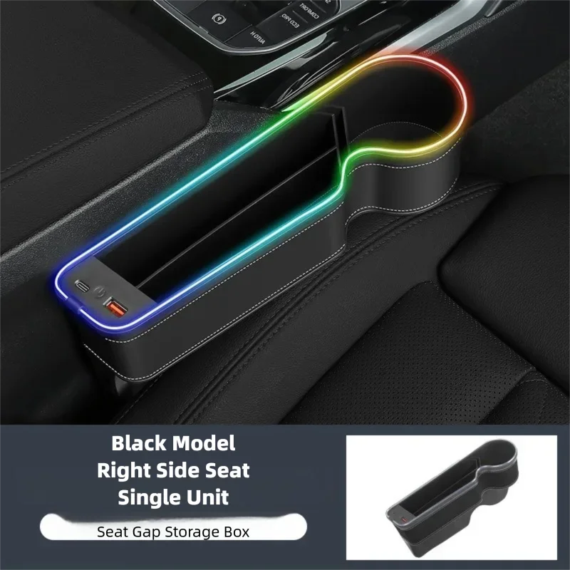 LED Car Seat Gap Filler with 56W Fast Charger — 7-Color Ambient Light