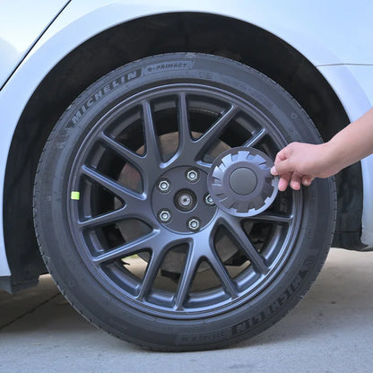 Wheel Covers for Tesla Model 3 Highland 2024, Set of 4 Full Rim Covers for 18-Inch Wheels, Gun Gray ABS with Snap-In Clips