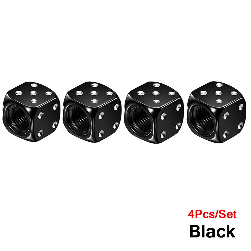 Dice Tire Valve Stem Caps, Dustproof Valve Covers for Cars, Trucks, Motorcycles and Bikes, 4 or 8 Pack, 11 Colors