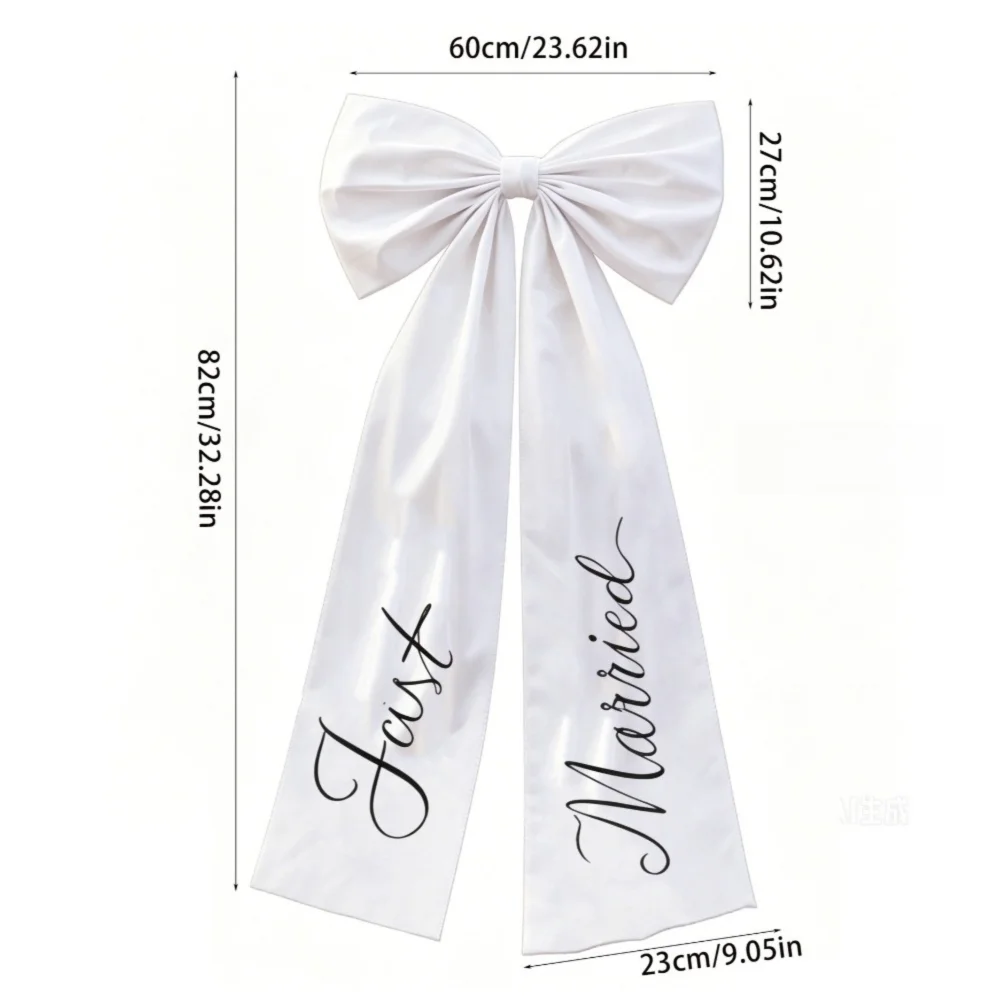 Elegant White Wedding Car Bow, Large 32 x 24 in Ribbon Bow for the Wedding Car, Bridal Decor and Wedding Photos