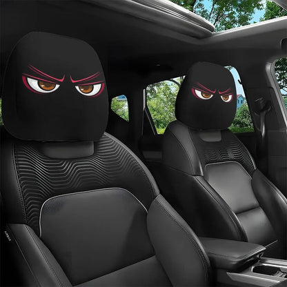 Halloween Funny Face Car Headrest Covers, Set of 2 Double-Sided Printed Polyester Covers, Easy to Wash, 17 Styles