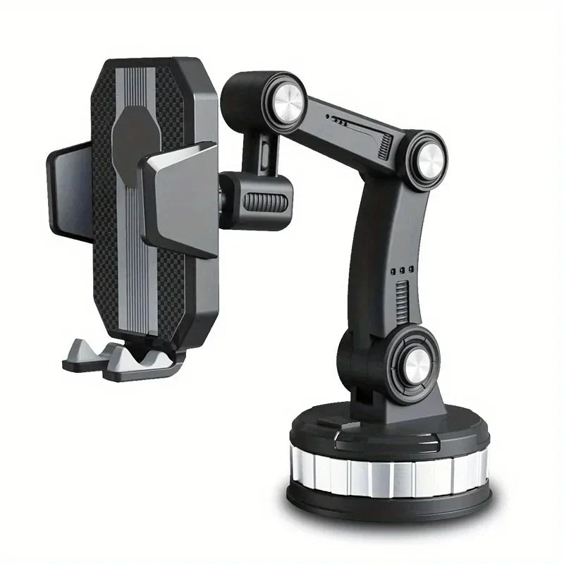 Suction cup car phone mount with multi-joint arm in black
