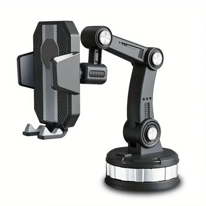 Suction cup car phone mount with multi-joint arm in black